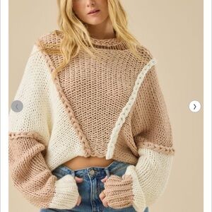 Altar'd State Cream and Tan Knit Sweater